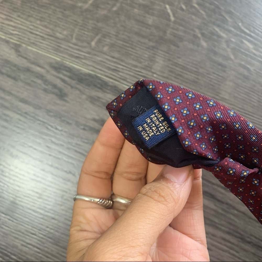 Brooks Brothers Maroon Mini Floral Silk Tie - Picture 5 of 5